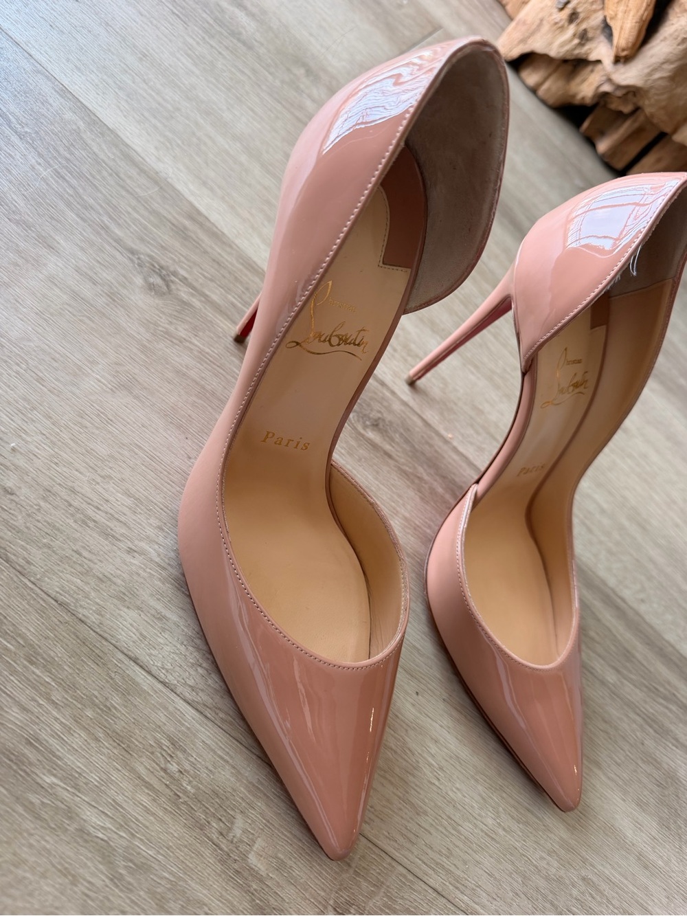 Christian Louboutin Iriza Nude Patent Pump with Pointed Toe
